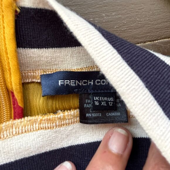 French Connection Eloise Floral Print Striped Trim Sheer Blouse Top Size 12 - Picture 10 of 11